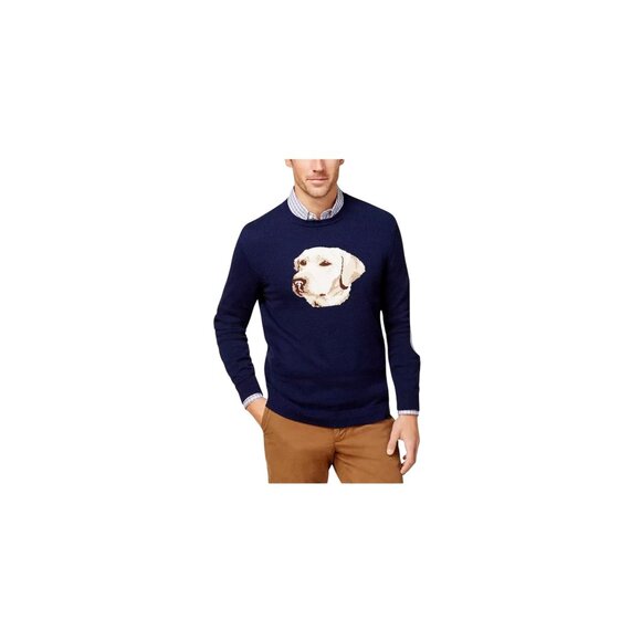 Club Room Other - Navy Intarsia Labrador Retriever Yellow Dog Sweater Men's XL Cotton Club Room